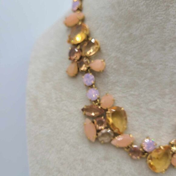 J Crew Pink Gold Crystal Statement Necklace - Picture 7 of 8